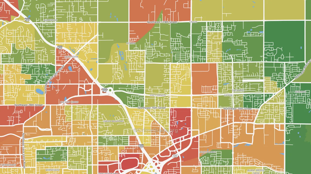 Five Corners, WA Map of Theft Rates