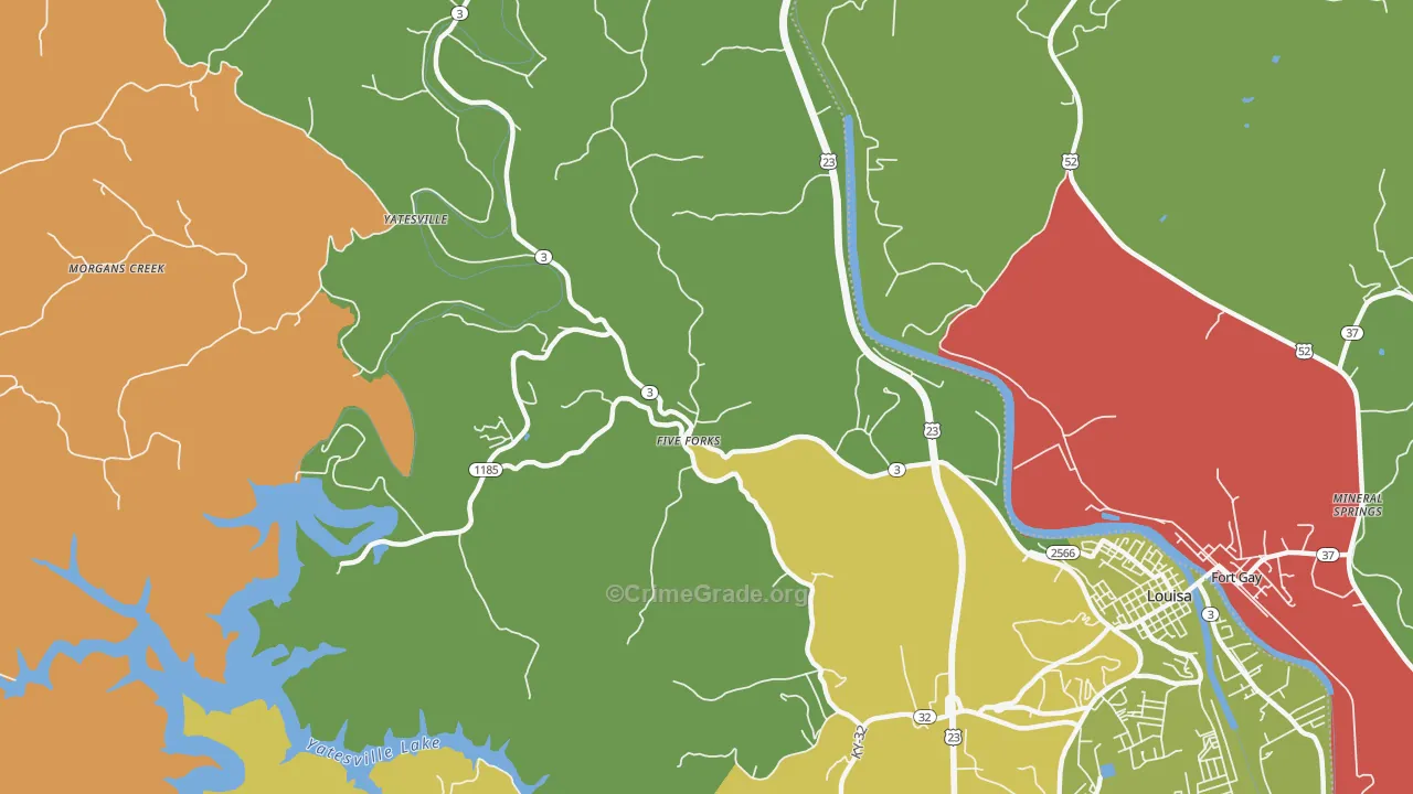 Five Forks, KY Map of Theft Rates