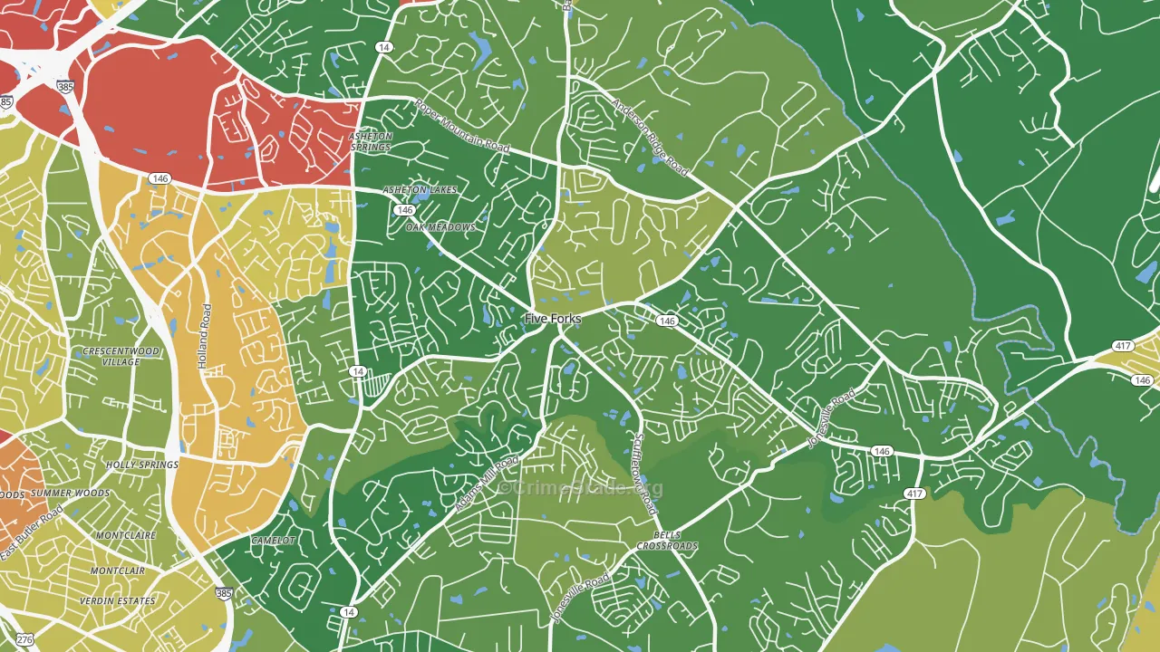 Five Forks, SC Map of Theft Rates