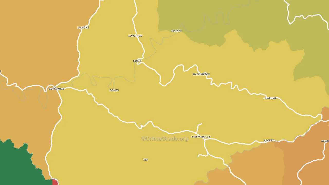 Five Forks, WV Map of Theft Rates