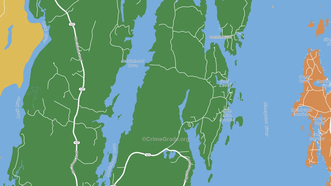 Five Islands, ME Map of Theft Rates