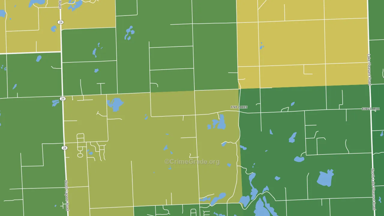 Five Lakes, MI Map of Theft Rates
