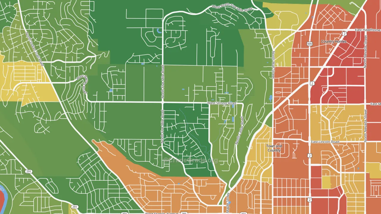 Five Mile Prairie, Spokane, WA Map of Theft Rates