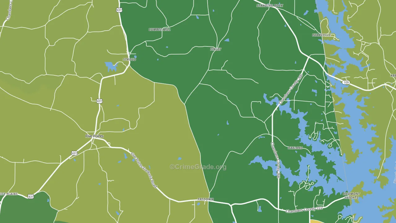 Five Points, AL Map of Theft Rates