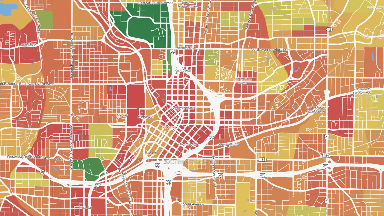 Five Points, Atlanta, GA Map of Theft Rates