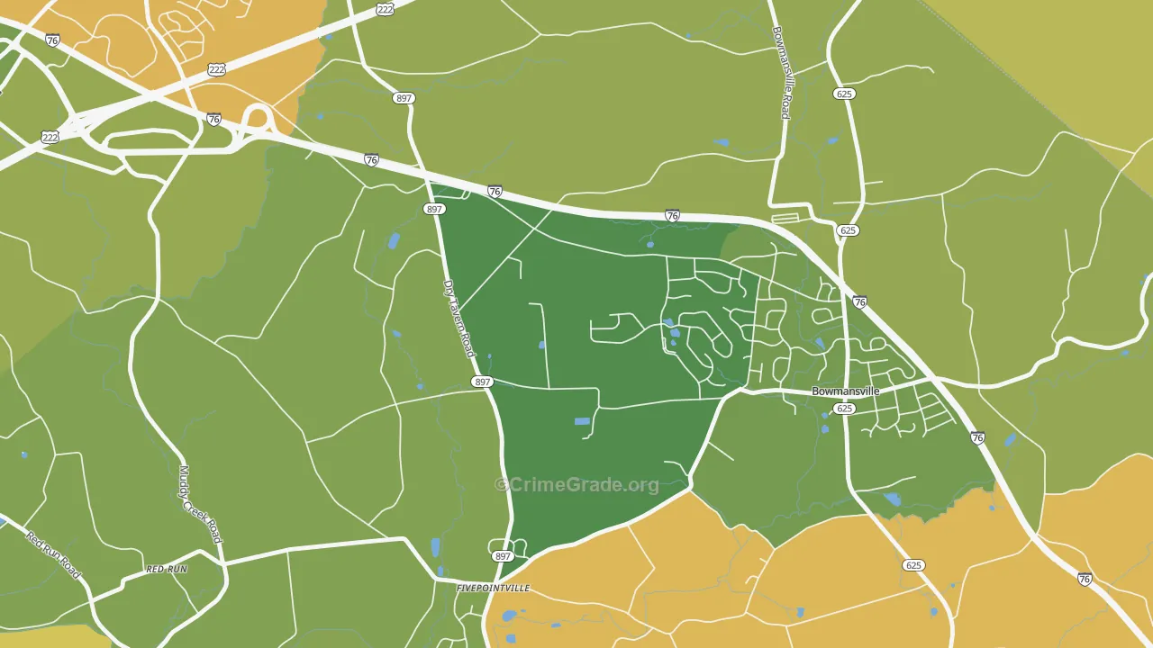 Fivepointville, PA Map of Theft Rates