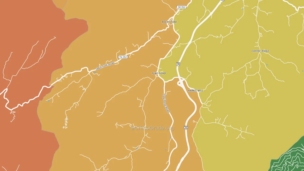 Flag Pond, TN Map of Theft Rates