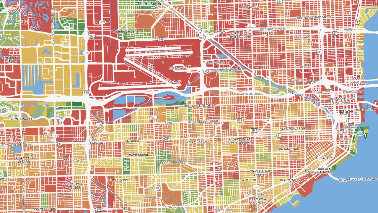 Flagami, Miami, FL Map of Theft Rates