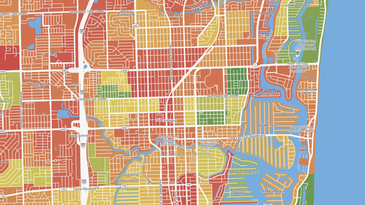 Flagler Heights, Fort Lauderdale, FL Map of Theft Rates