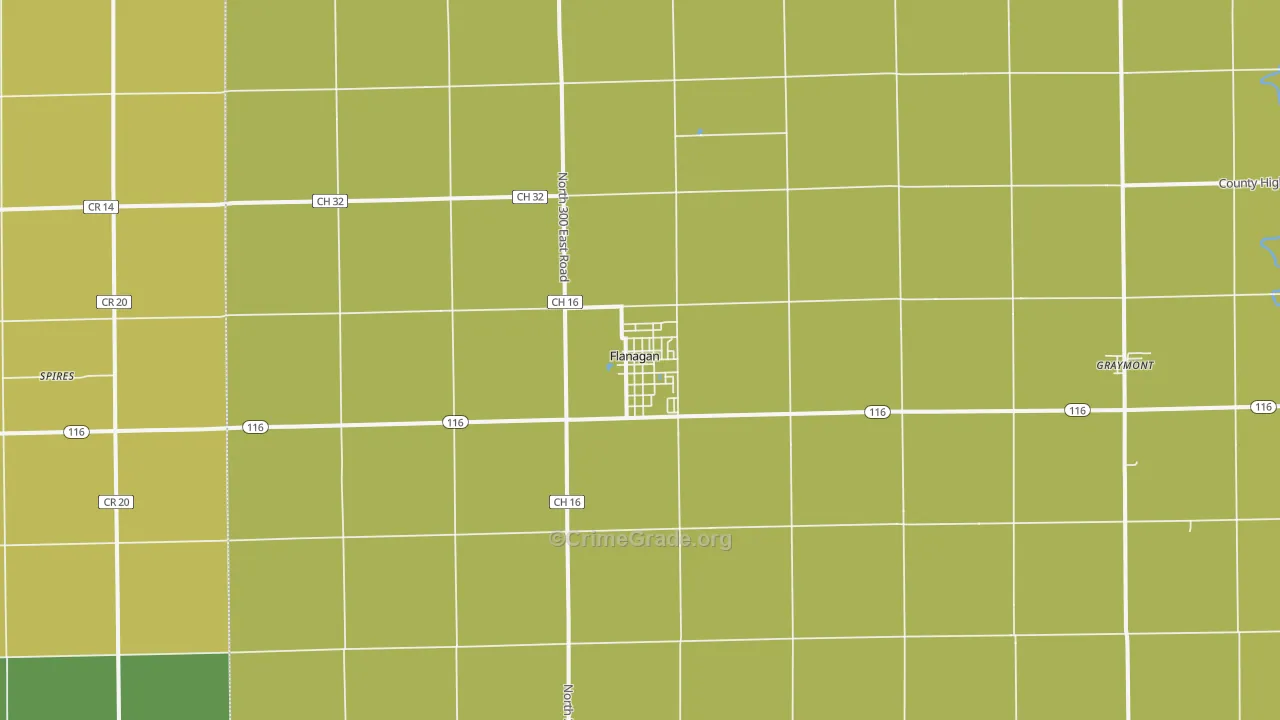 Flanagan, IL Map of Theft Rates