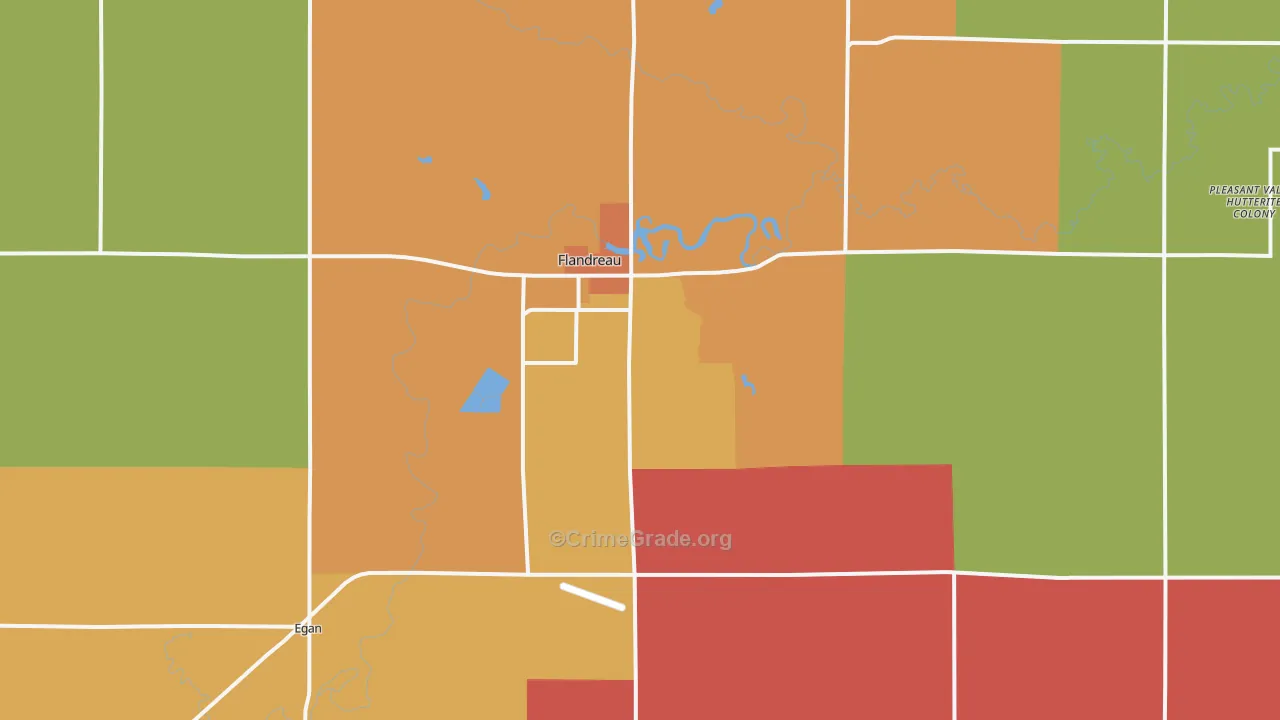 Flandreau, SD Map of Theft Rates