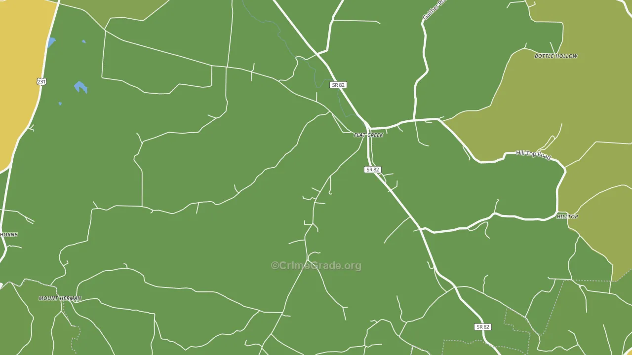 Flat Creek, TN Map of Theft Rates