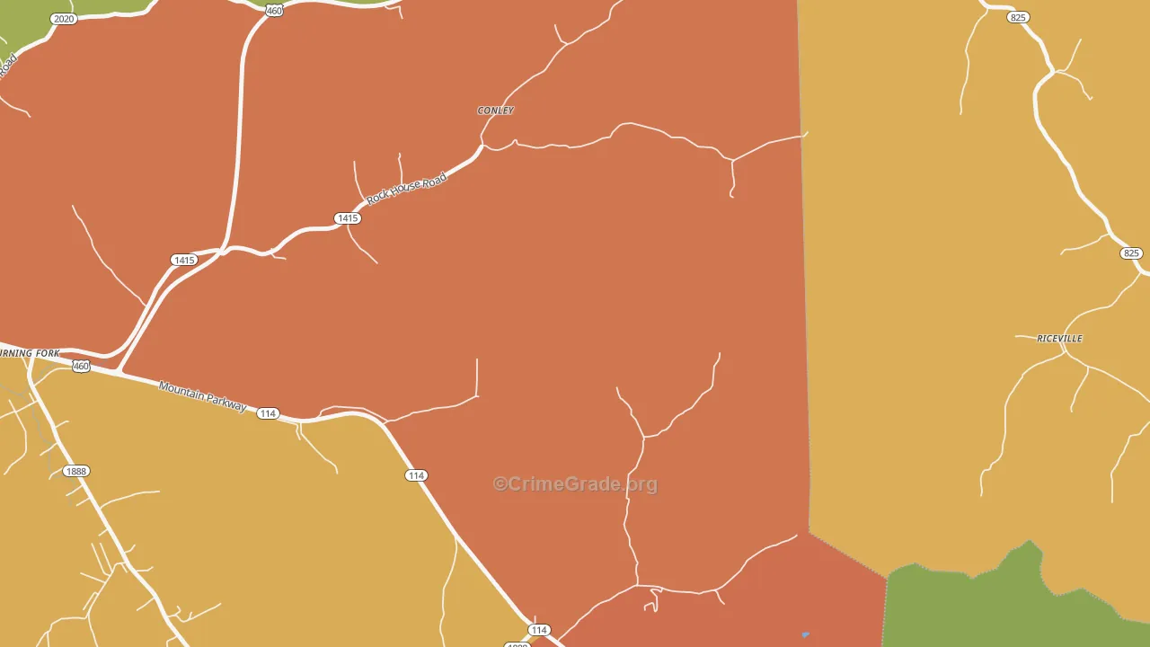 Flat Fork, KY Map of Theft Rates