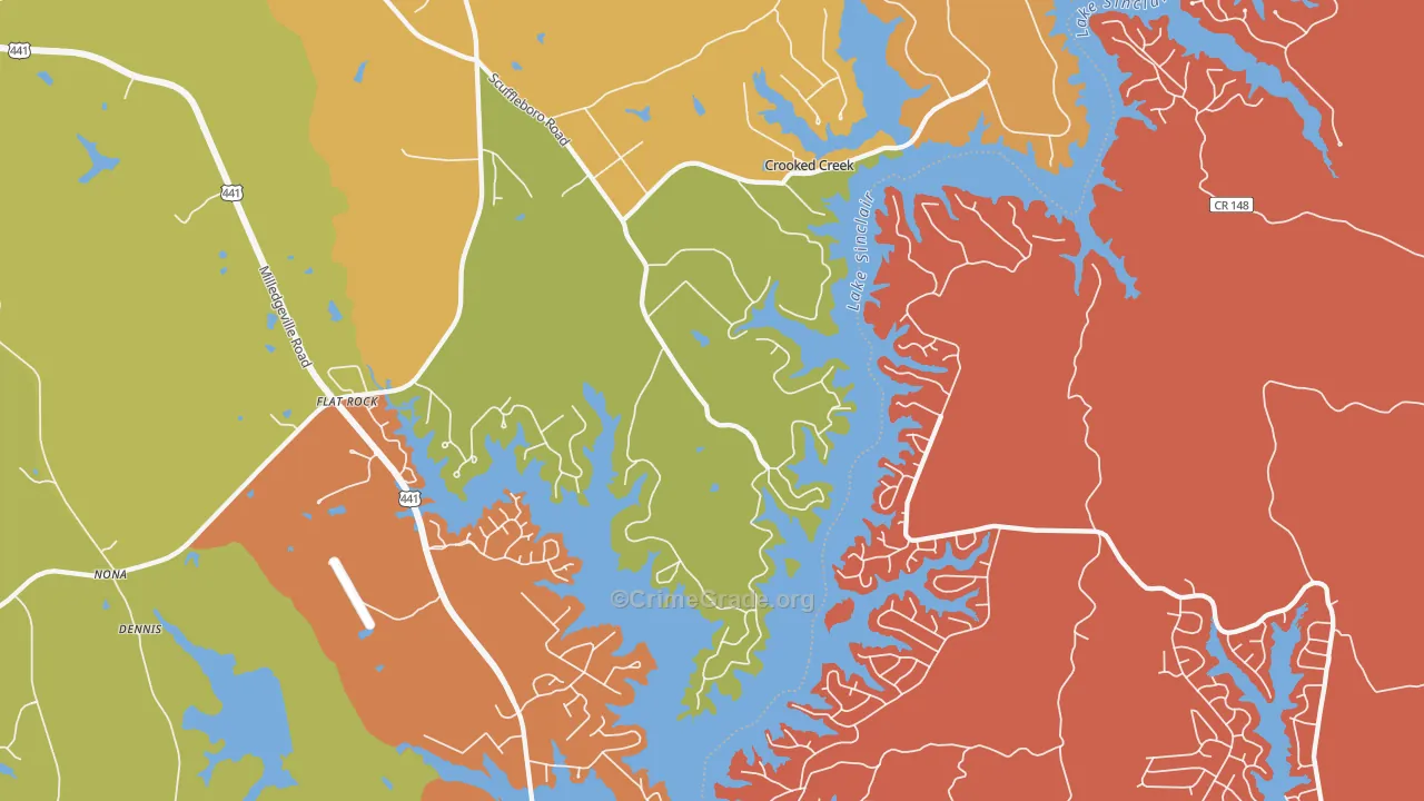 Flat Rock, GA Map of Theft Rates