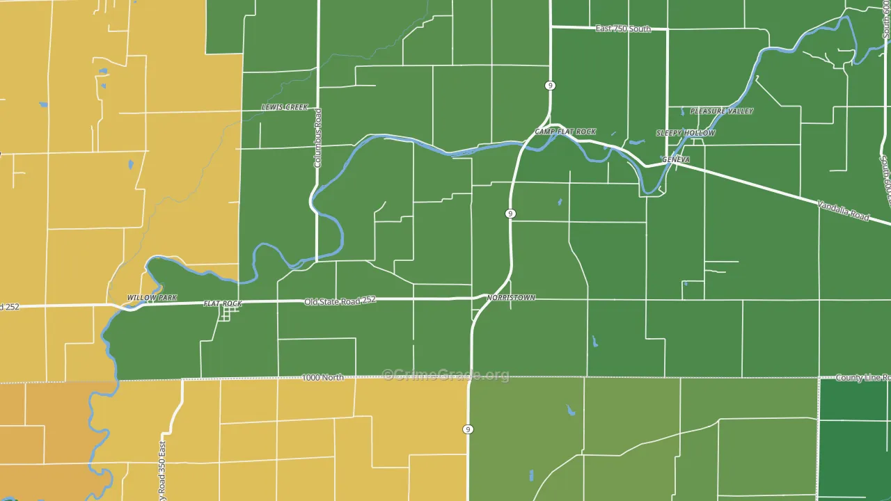 Flat Rock, IN Map of Theft Rates