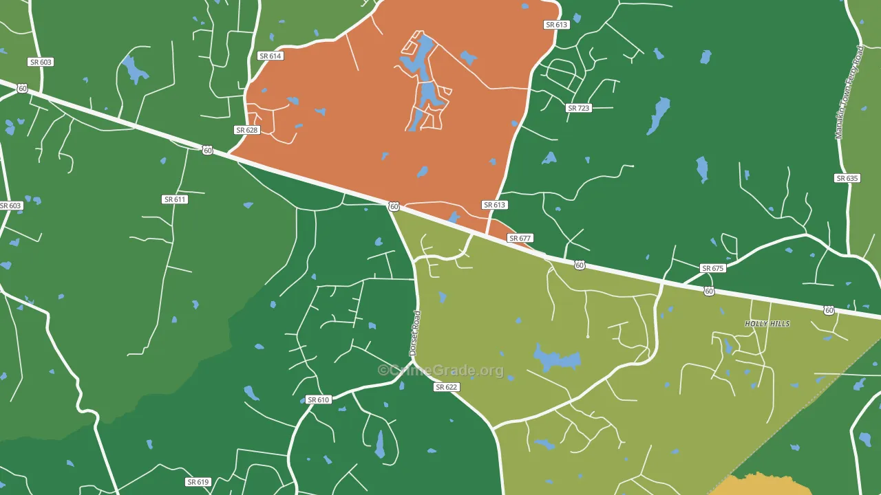 Flat Rock, VA Map of Theft Rates