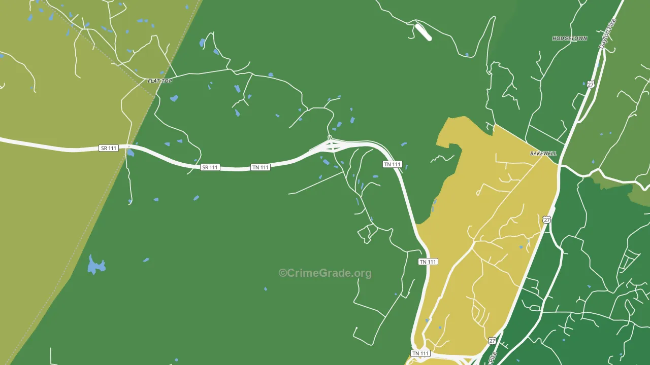 Flat Top Mountain, TN Map of Theft Rates