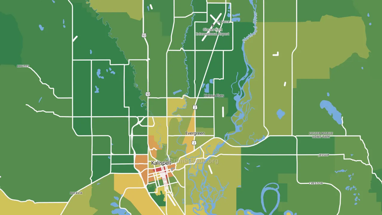 Flathead County, MT Map of Theft Rates