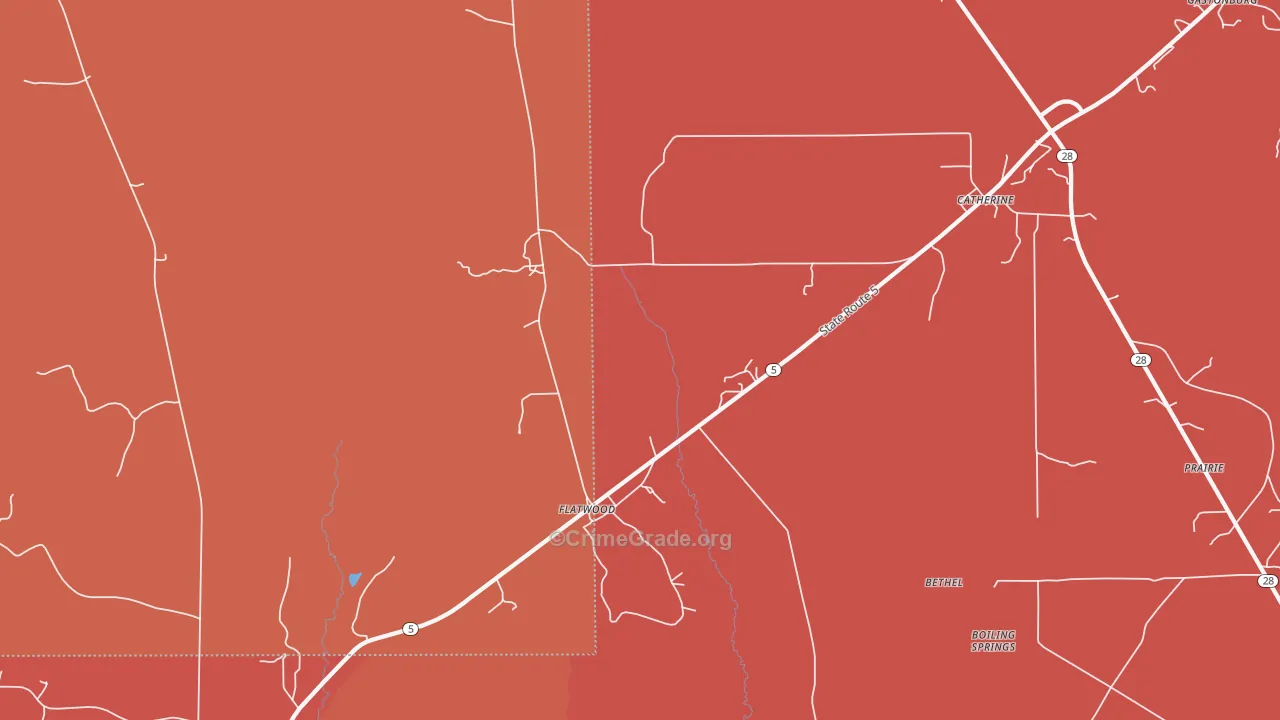 Flatwood, AL Map of Theft Rates
