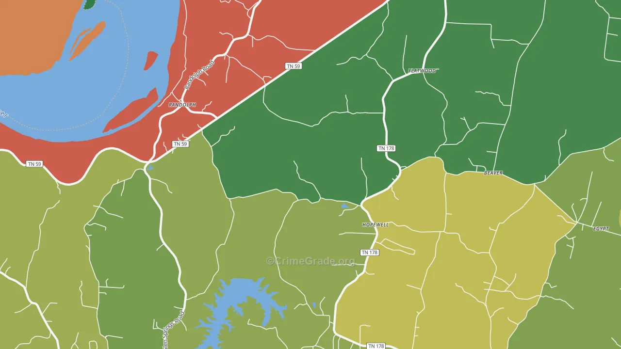 Flatwood, TN Map of Theft Rates