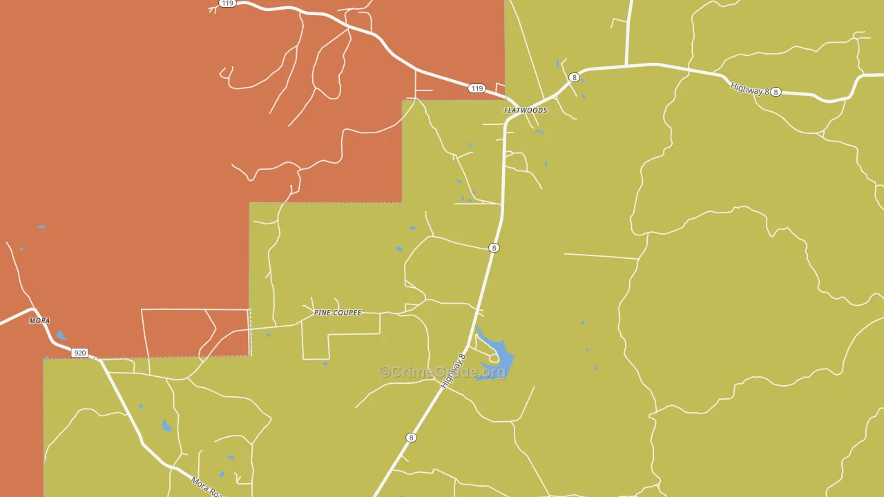 Flatwoods, LA Map of Theft Rates