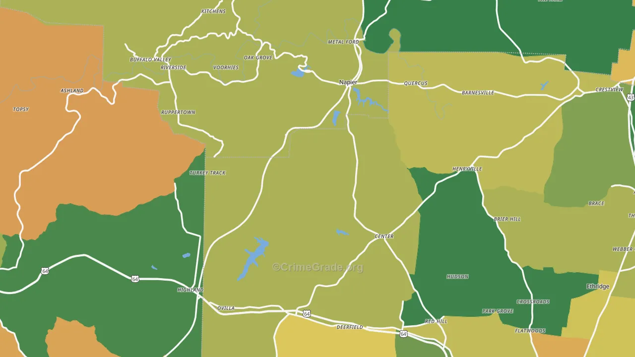 Flatwoods, TN Map of Theft Rates