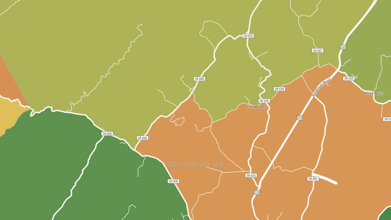 Flatwoods, VA Map of Theft Rates