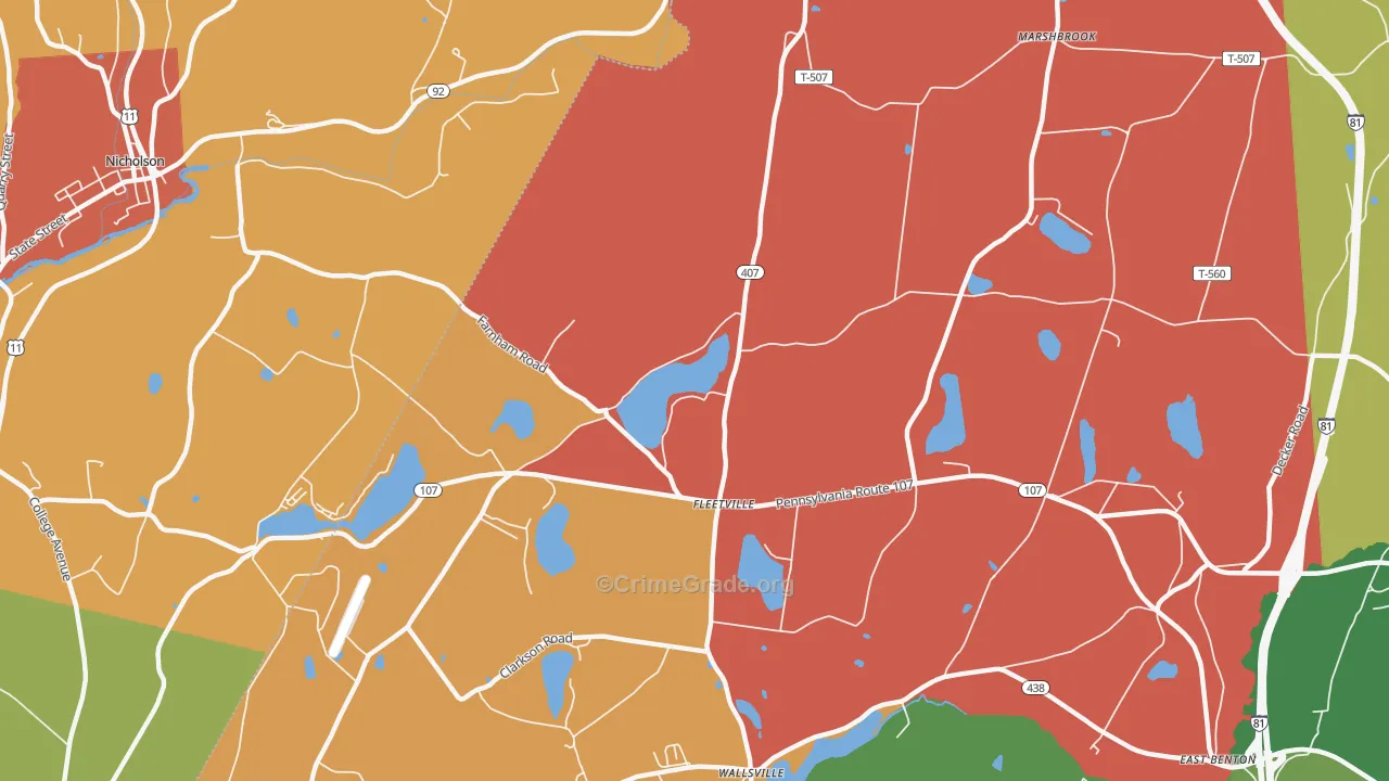 Fleetville, PA Map of Theft Rates