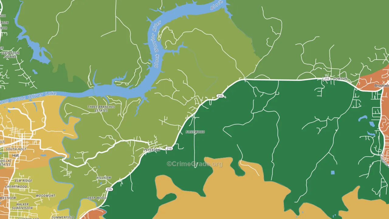 Fleetwood, AL Map of Theft Rates