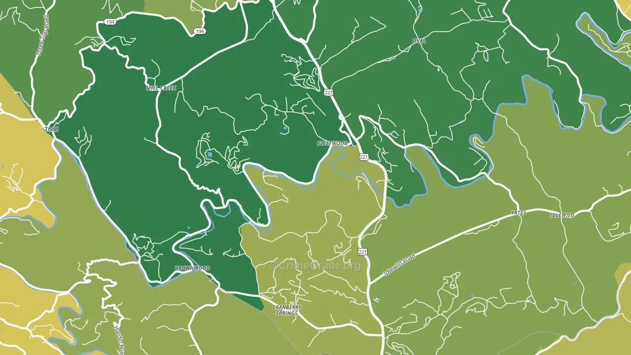 Fleetwood, NC Map of Theft Rates