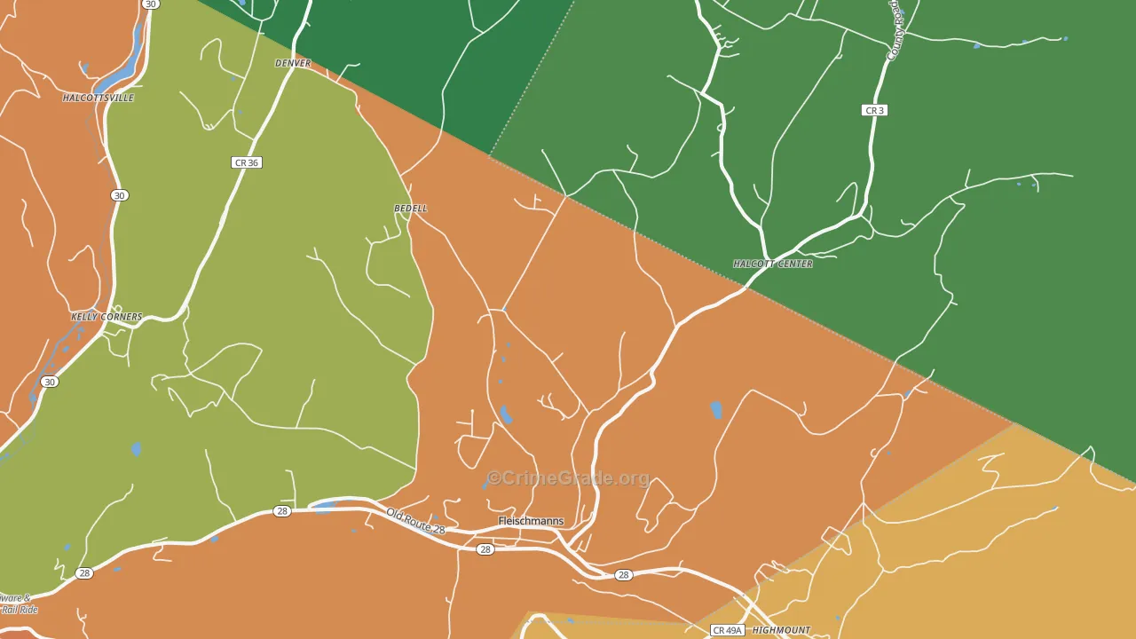 Fleischmanns, NY Map of Theft Rates