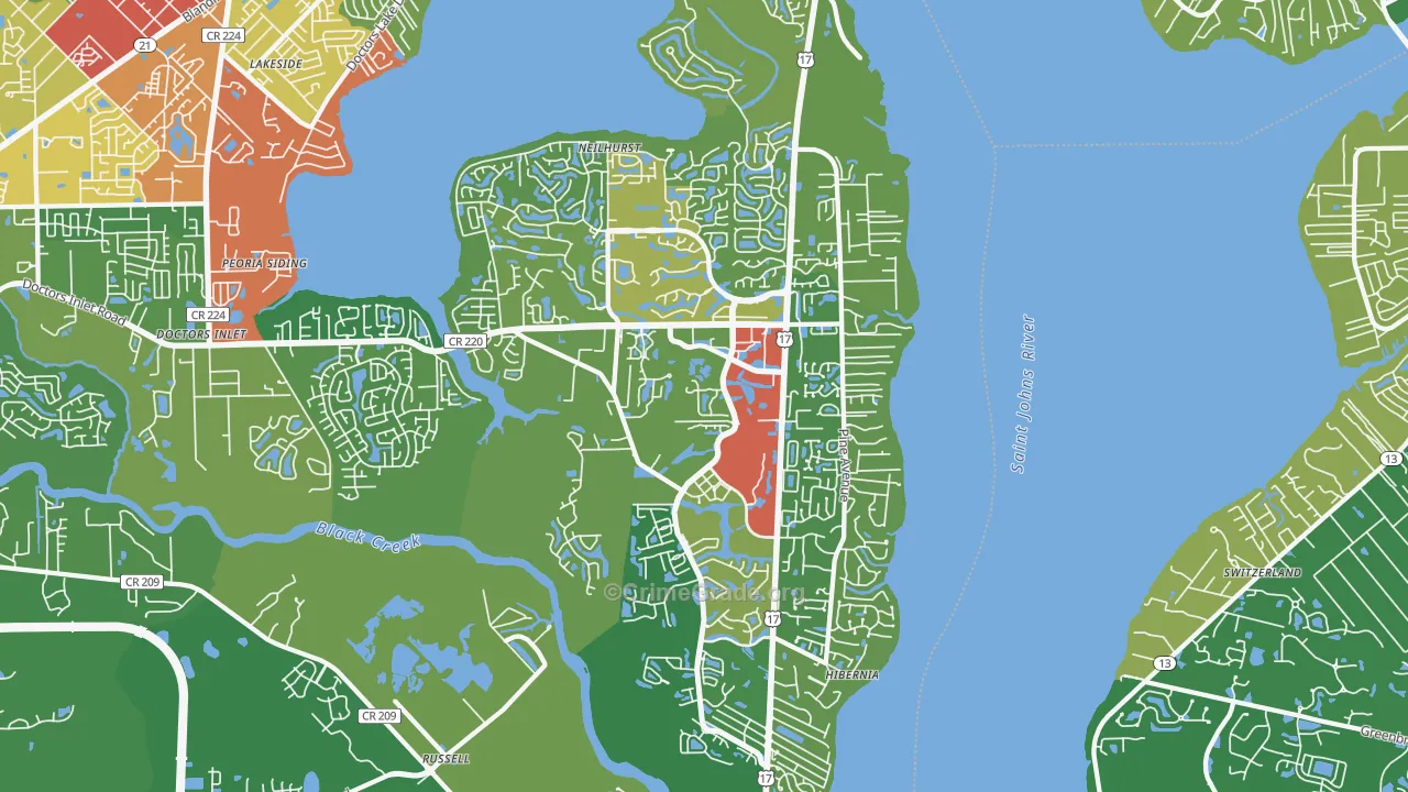 Fleming Island, FL Map of Theft Rates
