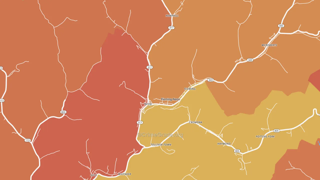 Fleming-Neon, KY Map of Theft Rates