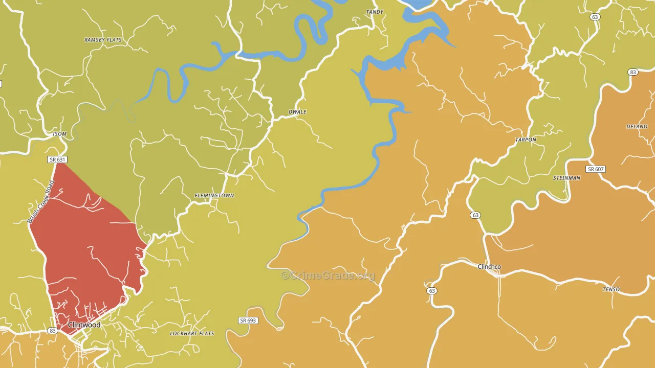 Flemingtown, VA Map of Theft Rates