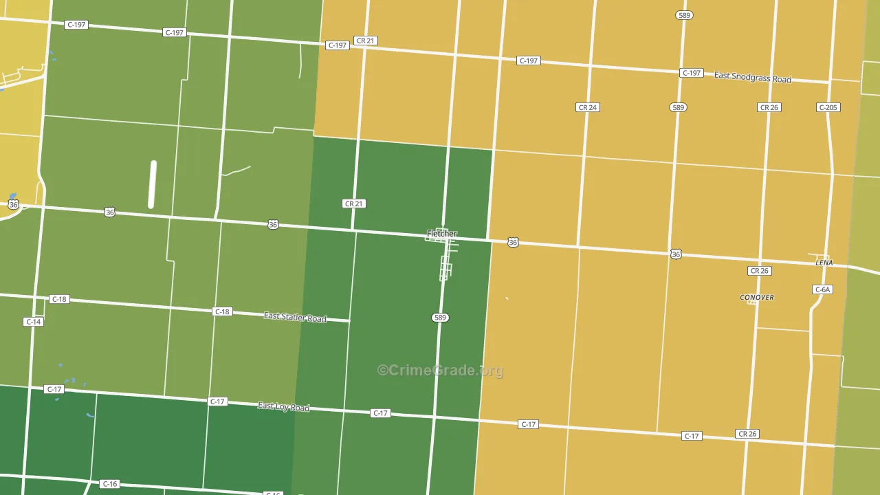 Fletcher, OH Map of Theft Rates