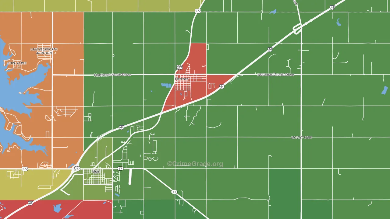 Fletcher, OK Map of Theft Rates