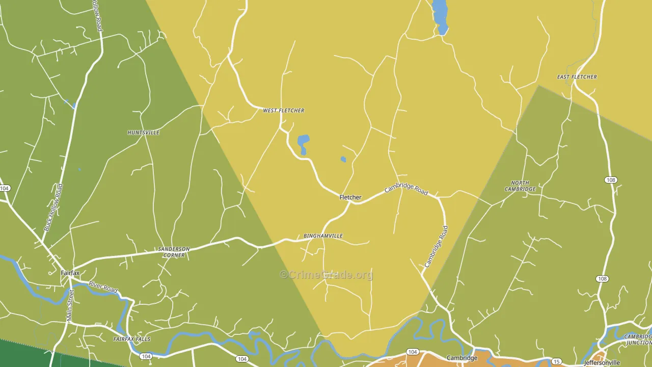 Fletcher, VT Map of Theft Rates