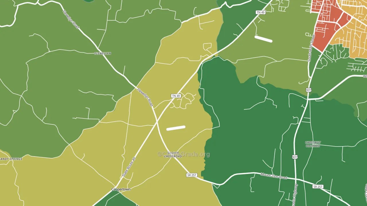 Flewellyn, TN Map of Theft Rates