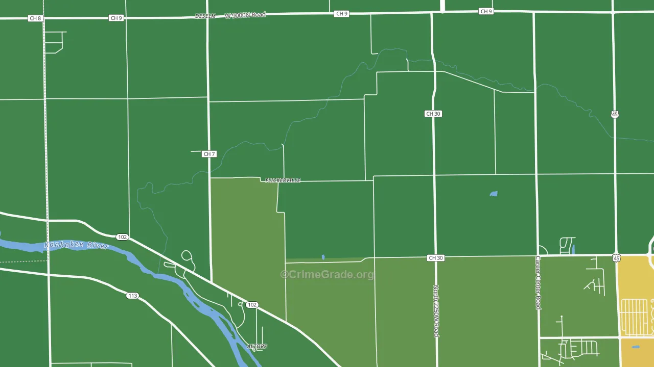 Flickerville, IL Map of Theft Rates
