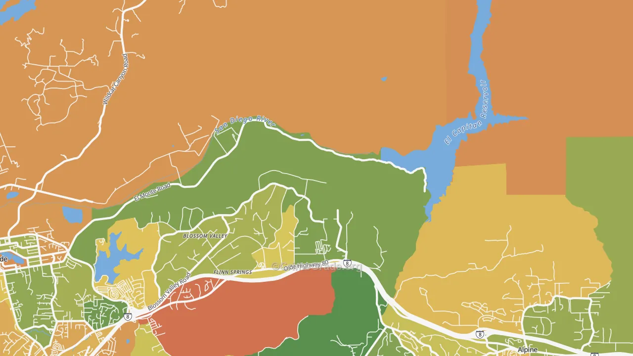 Flinn Springs, CA Map of Theft Rates