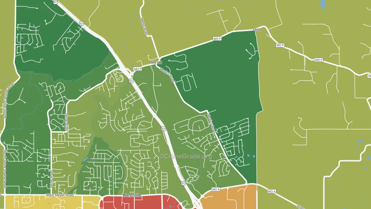 Flint Hill, MO Map of Theft Rates