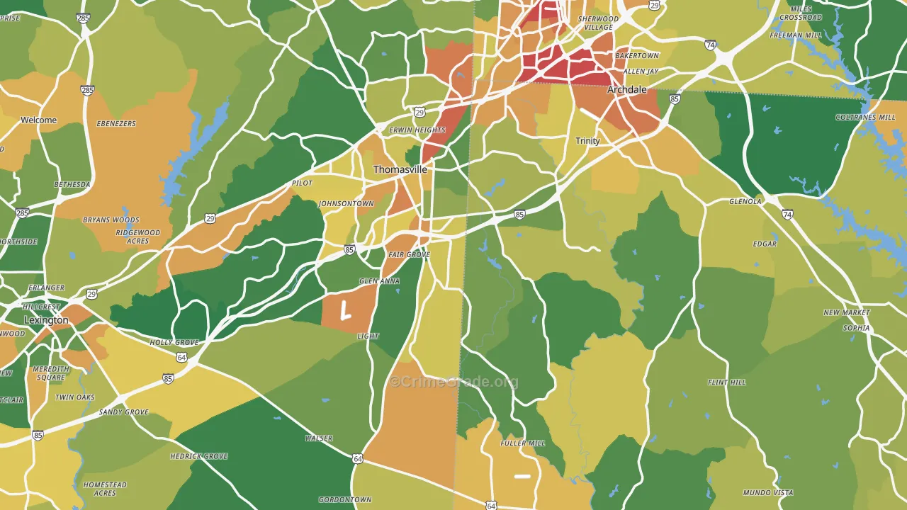 Flint Hill, NC Map of Theft Rates