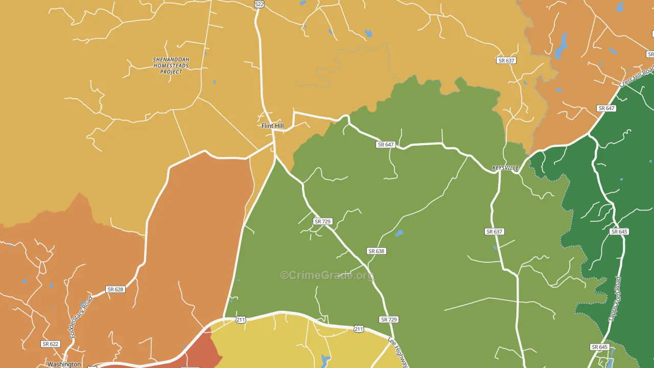 Flint Hill, VA Map of Theft Rates