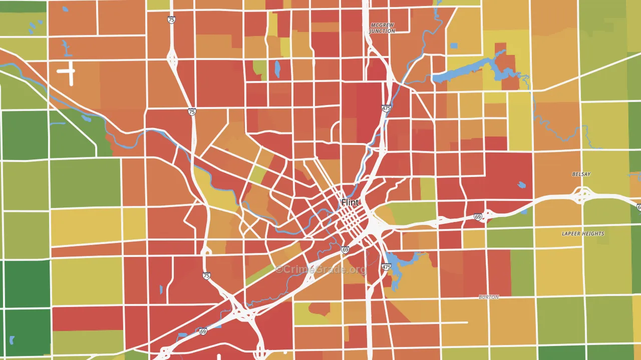 Flint, MI Map of Theft Rates