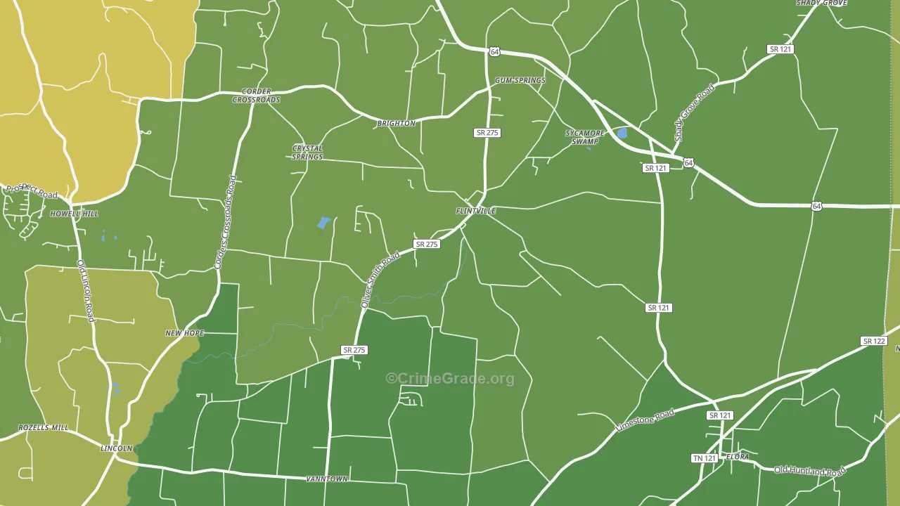 Flintville, TN Map of Theft Rates