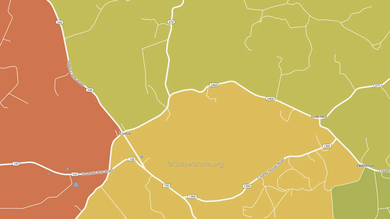 Flippin, KY Map of Theft Rates