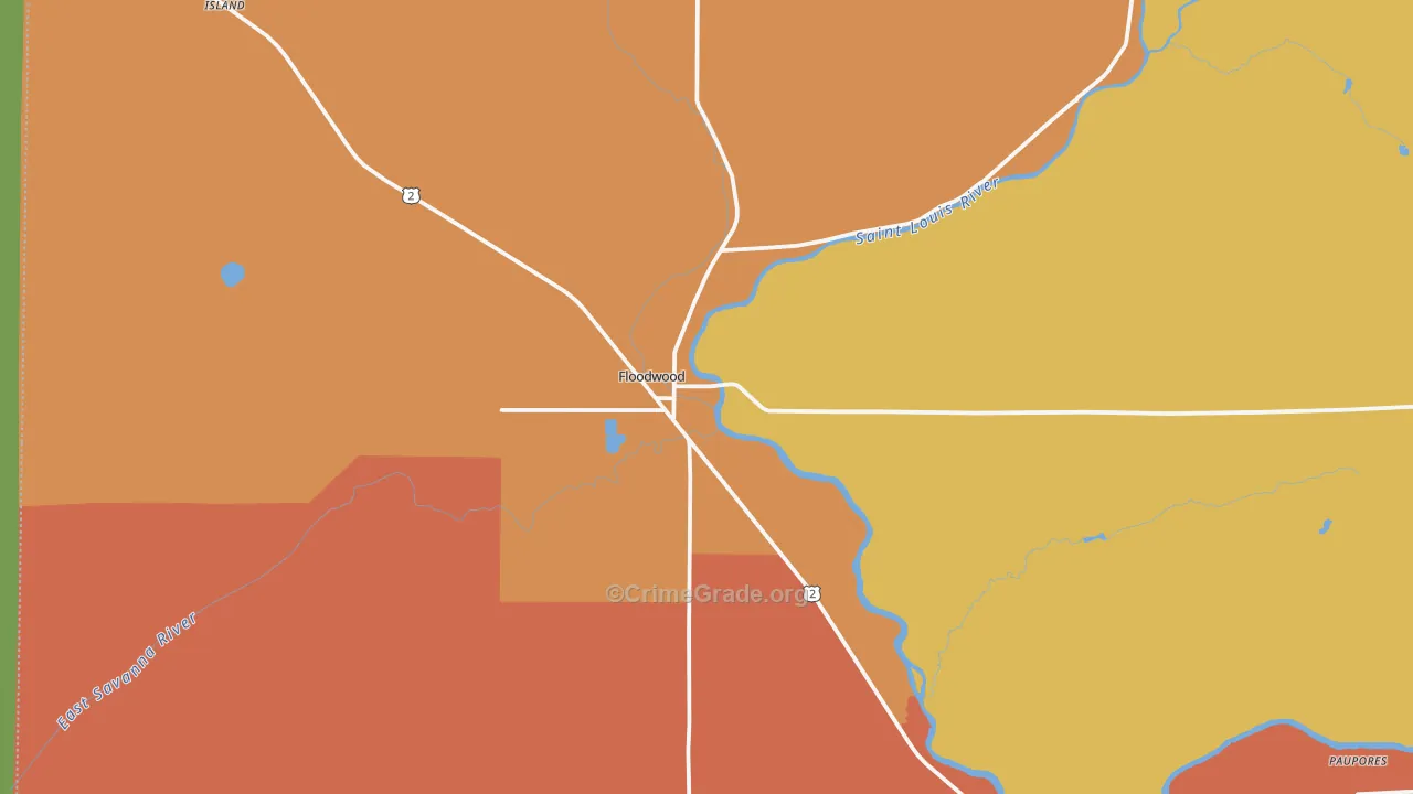Floodwood, MN Map of Theft Rates