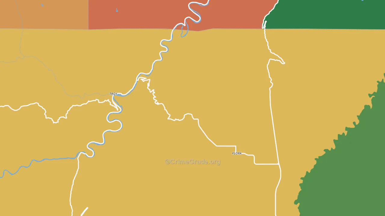 Flora, OR Map of Theft Rates