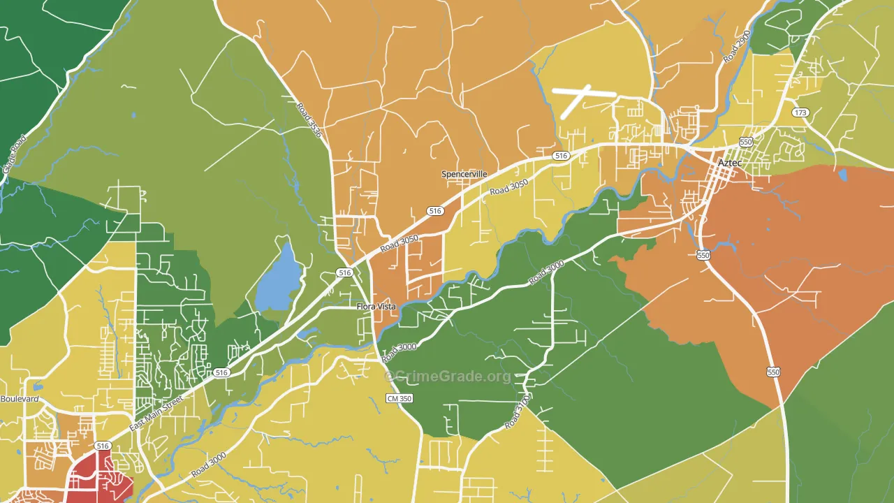 Flora Vista, NM Map of Theft Rates