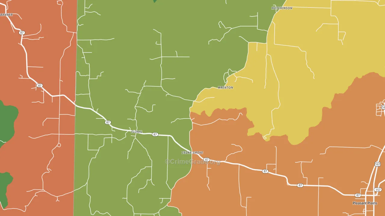 Floral, AR Map of Theft Rates
